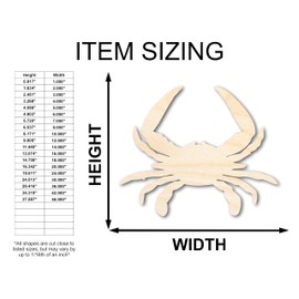 Unfinished Wood Chesapeake Blue Crab Silhouette Animal Craft up to 46" DIY 6" / 1/8"