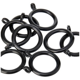 Merriway BH03244 (24 Pcs) Plastic Curtain Drapery Pole Rod Rings with Fixed Eye, Inner Diameter 28mm (1.1/4 inch) Outer Diameter 40mm (1.1/2 inch) Black - Pack of 24 Pieces