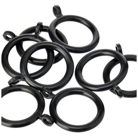 Merriway BH03244 (24 Pcs) Plastic Curtain Drapery Pole Rod Rings with Fixed Eye, Inner Diameter 28mm (1.1/4 inch) Outer Diameter 40mm (1.1/2 inch) Black - Pack of 24 Pieces