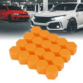 X AUTOHAUX Universal Wheel Bolt Caps 19 mm Pack of 20 for Car Orange