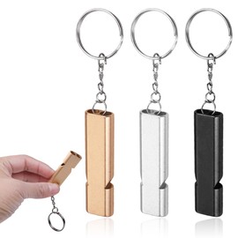 Pack of 3 Whistle, Whistle, Signal Whistle, Loud Emergency, Metal Emergency Whistle with Key Ring, Referee, Outdoor Emergency Survival Whistle