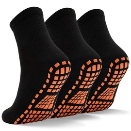 SkiBeaut Men Grips Socks Non Slip Grippers Yoga Men Socks Tile Wood Floors Anti-Skid Pilates Man Socks Barre Bikram Fitness Hospital Slipper Socks 3 Pairs