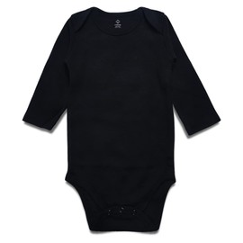 OPAWO Unisex Baby Bodysuit Newborn Infant 100% Cotton Long Sleeve Romper Toddler Solid Color Onesie for Boys Girls 0-24 Months(Black,0-3Months)