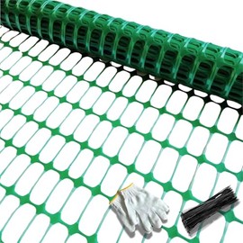PotatoLife Plastic Mesh Fence, Extra Strength 4'x100' Roll with 50 Zip Ties, Resuable Temporary Netting for Garden Fencing, Snow Fencing, Animal Barrier, Poultry, Deer, Dog, Construction, Green