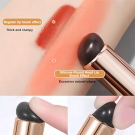 Silicone Lip Brush,Lipstick Brushes for Dark Lips Exfoliator Scrub Brush（Black Gold Tube）