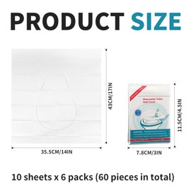 Disposable Toilet Pad - Pack of 60 Hygienic Toilet Pads, Flushable, Waterproof Toilet Seat Covers, Individually Packed, Ideal for Travel, Public Toilets, Office, Children & Adults
