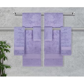 Towels Beyond - Turkish Towels Set of 6-100% Turkish Cotton, Absorbent & Comfy, Includes 2 Bath Towel 2 Hand Towel & 2 Washcloth | (Lilac)