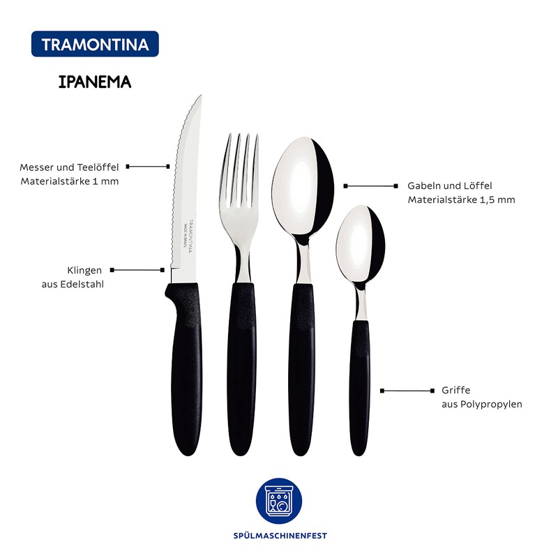 Tramontina Ipanema Cutlery Set for 6 People, 30 Pieces, Stainless