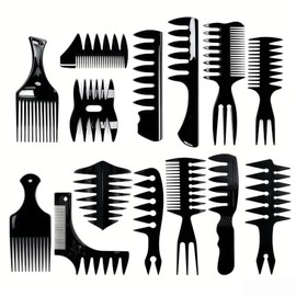 14 PCS Peine Texturizador para Hombre, Set Profesional | Peines para Cabello Hombre, Dientes Anchos, Cabello Rizado, Estilizado y Volumen, Puntas Suav