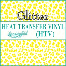 White & Yellow Leopard Spots Pattern #3 Glitter HTV 12x18 Sheet Heat Transfer Vinyl Cheetah Print