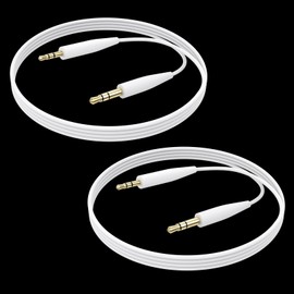Saipomor 2-Pack Replacement Audio Cable for Bose QC25, QC35, QC35 II, QC45, 700, OE2, OE2i, SoundLink & SoundLink II – 4.2ft 2.5mm to 3.5mm Jack Cord (White)