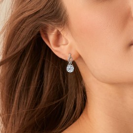 TIMEFASHION 2CT Moissanite Infinity Drop Earrings for Women, D Color Round Cut Moissanite 925 Sterling Silve Infinity Stud Earrings, Perfect Gifts for Wife or Mom (Silver)