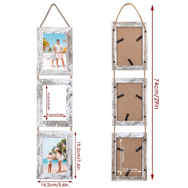QUTREY Collage Picture Frames 4x6, 6 Openings Hanging Photo Frame