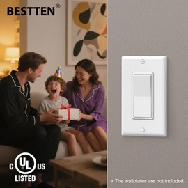 BESTTEN 30 Pack 3 Way Decorator Light Switch, 15A 120/277V, On/Off Paddle Rocker Interrupter, Electrical Wall Light Switches, Single Pole or Three Way, UL Listed, White