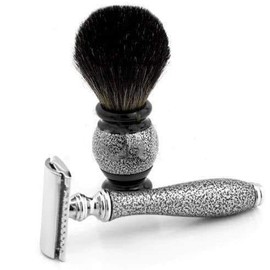 NEW BEGINNER SHAVING SET SAFETY RAZOR AND BADGER HAIR SHAVING BRUSH