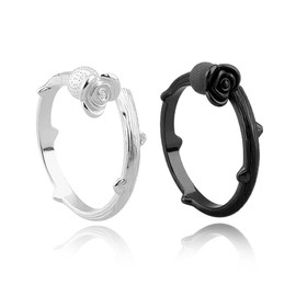 Rose Flower Ring Set for 2 Goth Rings Women Girls Finger Accessories for Women Girls Adjustable Open Rose Ring