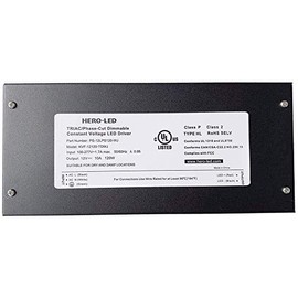 HERO-LED PS-12LPS120-WJ TRIAC/Phase-cut Dimmable LED Driver Transformer - Enclosed LED Power Supply - AC 100-277V to Constant Voltage 12V DC, 10A, 120W