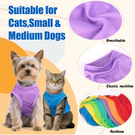 Scheppend 7 Pcs Small Dog Shirts,Solid Puppy Tanks Top,Lightweight and Breathable Pet Shirt for Summer,Doggy Sleeveless Vest T-Shirt for Small Dogs Cats,Size S
