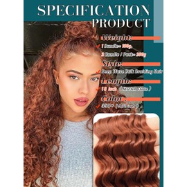 Ginger Bohemian Braiding Hair Deep Wave Bulk Hair for Braiding No Weft Hair Curls for Boho Braids Wet and Wavy Curly Bundles for Braiding Hair Extensions 2 Bundle 200g 18 Inch Water Wave, 350