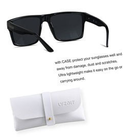 LYZOIT Square Sunglasses for Men Women Oversized Big UV Protection Rectangle Shades Black Sun glasses