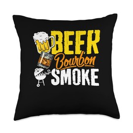 Generic Alcohol Beer Smoking Lovers BBQ Bourbon Grill Throw Pillow, 18x18, Multicolor