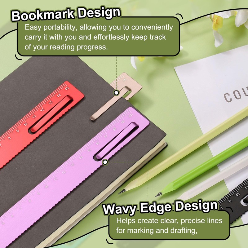 sourcing map Straight Ruler 15cm Metric Metal Aluminum Alloy Measuring