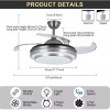 42" Retractable Ceiling Fan Lamp Dimmable LED Chandelier w/ Light