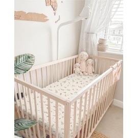 Crib Sheets for Baby Boy Girl 2 Pack, Fitted Crib Mattress Sheet 28" x 52", Muslin Toddler Bedding with Neutral Style, Nursery Bedding Essentials (Petal Leaf & Pink)