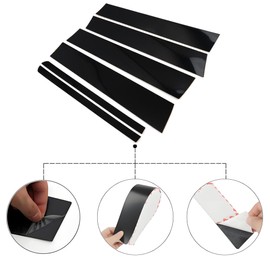 NEESPOC Pillar Posts Door Window Trim Decal Cover Fit for Ford Explorer 2011-2019 Base/Limited/Platinum/Sport/XLT, 6pcs Glossy Black Door Pillar Molding Anti Scratch Stickers Exterior Accessories