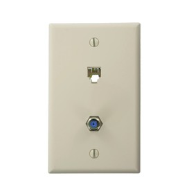 Leviton Standard Telephone Wall Jack, 6P4C X F, Screw Terminal, BEIGE, 40259-T, Light Almond