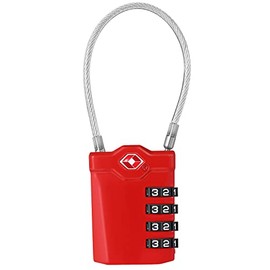 ZHEGE TSA Lock 4 Digit Combination Code, Suitcase Lock, TSA Luggage Lock with Opening Alarm Display for Travel Suitcases, Travel Bag, Gun Case, Backpacks, Padlock Combination Lock Locker (Red)