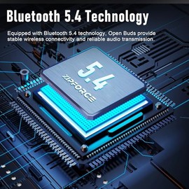 ZIPFORCE - Auriculares inalámbricos verdaderos, auriculares inalámbricos con Bluetooth 5.4 de oído abierto, 4 micrófonos ENC Clear Call, OWS Bluetooth Control táctil, IPX6 impermeable TWS, peso ligero