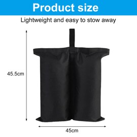 Gazebo Weights Sand Bags, 4Pack Tent Sandbags Industrial Grade, 600D Heavy Duty Sand Weight Bags, Tent Sandbags, Parasol Weights Bag for Any Pop Up Tents Canopy Outdoor Patio(45.5x45cm, Black)