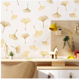 Gold Wall Decals Gold Leaves Wall Decals Peel and Stick Modern Leaf Wall Stickers Living Room Decor Abstract Floral Wall Stickers Nordic Plant Art Wallpaper Decals for Bedroom Bathroom Kitchen Decor