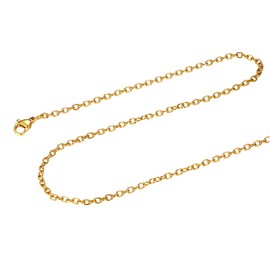 FOCALOOK Gold Chain Necklace Womens Mens 2mm 20inch Gold Plated Stainless Steel Cable Rolo Chain