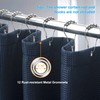 AmazerBath Waffle Shower Curtain, Navy Blue Fabric Shower Curtain with