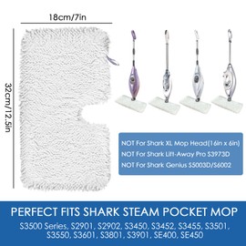 MXZONE 6 Pack Pocket Steam Mop Pad Cleaning Pads for Shark Steam Pocket Mop S3500 Series S3501 S3601 S2902 S3901 S3550 S3601d S3801 S3801co Se450 S2901