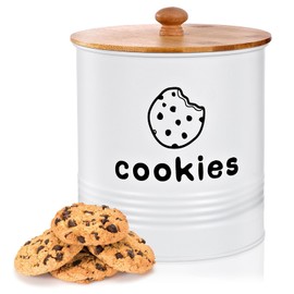 Cookie Jar, White Cookie Jars with Lids Airtight, Cute Cookie Tins, Large Cookie Jar for Kitchen Counter Decorative for Valentines Day, Farmhouse, Christmas, and Gift Giving Cookie Storage Containers