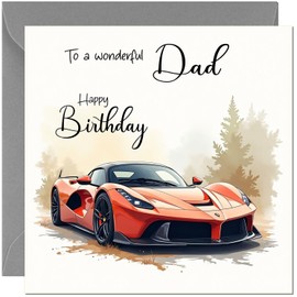 Car Dad Birthday Card - Racing Supercar Sports Car Birthday Cards for Dad Father