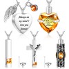 Fumete 5 Pcs Ashes Urn Necklace Keepsake Cremation Heart Cross
