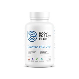 Body Energy Club Creatine HCL - Superior Solubility for Rapid Absorption - Enhanced Muscle Performance & Lean Muscle Gains - No Water Retention, Easy on Digestion - 750mg Capsules
