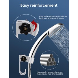 Strong Adhesive and Waterproof Shower Head Holder, Adjustable Handheld Shower Wand Holder Wall Mount Shower Bracket (1 Pack)