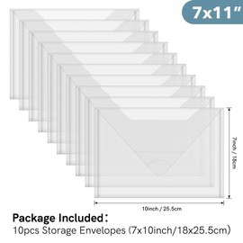 Briartw 10 Pack Storage Bag,Resealable Plastic Envelopes Pockets for Cutting Dies Stencil Crafts Organizer Holder,7x10"Clear Storage Envelopes for Clear Stamp,Die Cuts,Scrapbook Paper