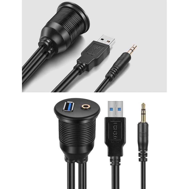 URWOOW 1M 3ft 3.5mm & USB 3.0 AUX Extension Mount