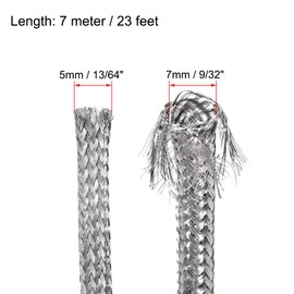 uxcell 23Ft - 13/64 Inch 304 Stainless Steel Sleeving Expandable Hose Cover