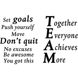 2 Sheets Motivational Wall Decals Vinyl Inspirational Quotes Stickers Together Everyone Achieves More Office Positive Sayings Wall Decals for Office Classroom Team Gym Home Bedroom Decor