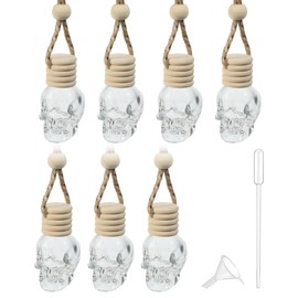bylikeho 7PCS Car Diffuser Bottle,Automotive Use Car Diffuser Car Hanging Glass Bottle,Car Accessories Car Decor Car Hanging Diffuser,Skull Glass Bottle Hanging Diffuser Bottle for Cars
