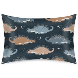 Cute Dinosaur Decoration Satin Pillowcases for Hair and Skin Soft and Cool Silk Pillow Cases with Envelope Pillow Covers Closure for Women Men 20 * 30in