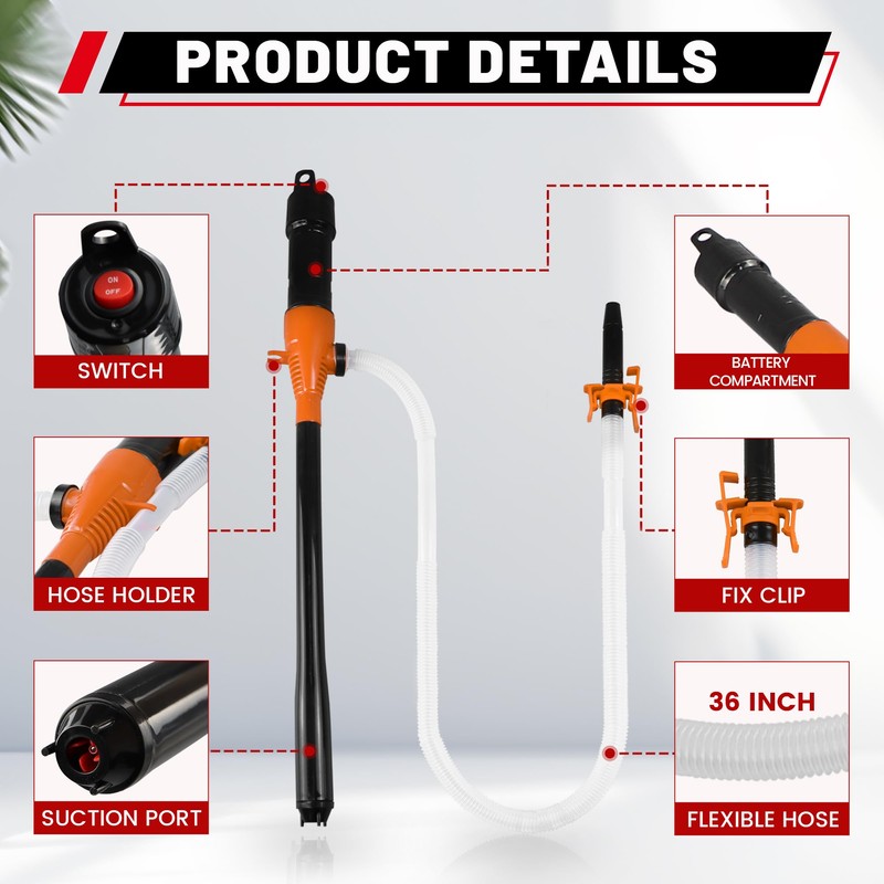 PUMPTOR Fuel Transfer Pump Battery Powered - Portable Gas Pump