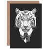 Wee Blue Coo Bow Tie Tiger Drawing Greeting Card With